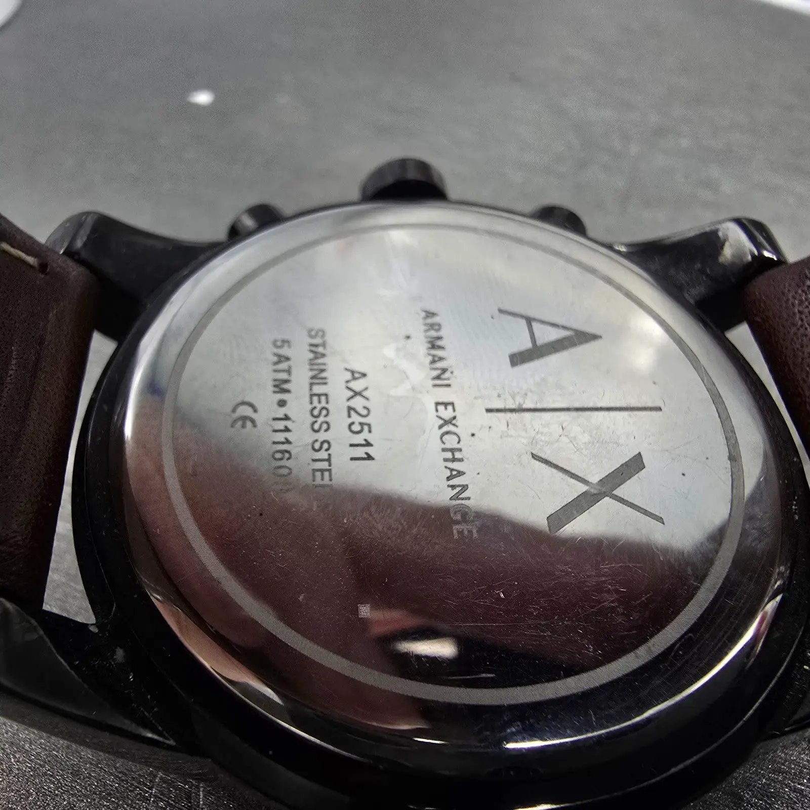 Armani Exchange Chronograph Watch Men 44mm Champagne Dial Black Tone New Battery9