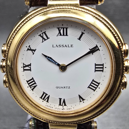 Seiko Lassale Watch Women 26mm White Dial Gold Round 1F20-0D39 New Battery VTG1