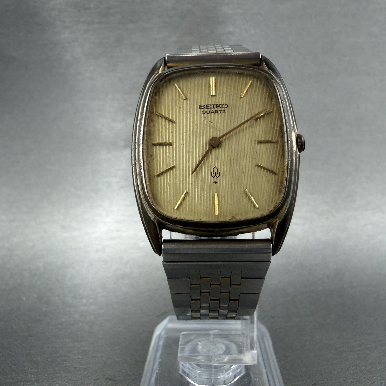 Seiko Tank Watch Men 29mm Champagne Dial Two Tone Rectangle 26205360 PARTS6