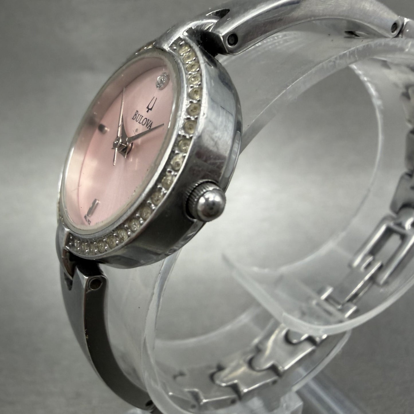 Bulova Watch Women 23mm Pink Dial Silver Tone Round 96L162 New Battery2