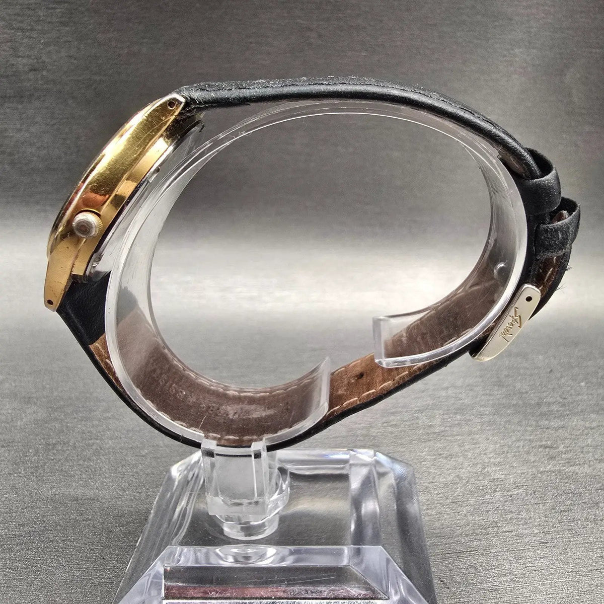 Seiko SQ Watch Men 33mm Gold Dial Gold Tone Daydate Round 5Y23-7079 New Battery6