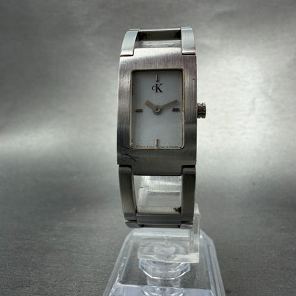 Calvin Klein Tank Watch Women 17mm White Dial Steel Rectangle K4111 New Battery5