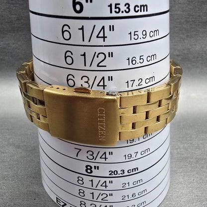 Citizen Watch Men 41mm Gold Dial Gold Tone Daydate 1502-S097835 New Battery9