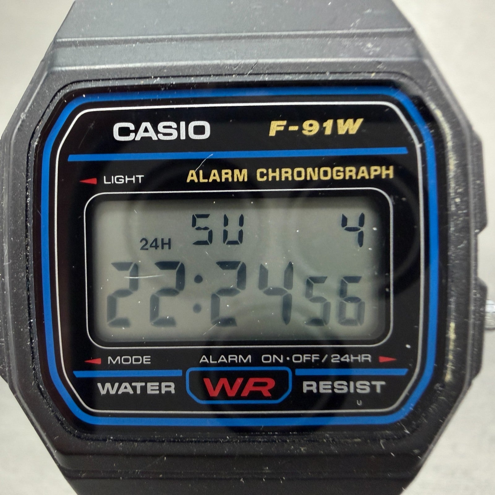 Casio F-91W Watch Men 34mm Digital Black Tone Alarm Chrono 593 New Battery LKJ1