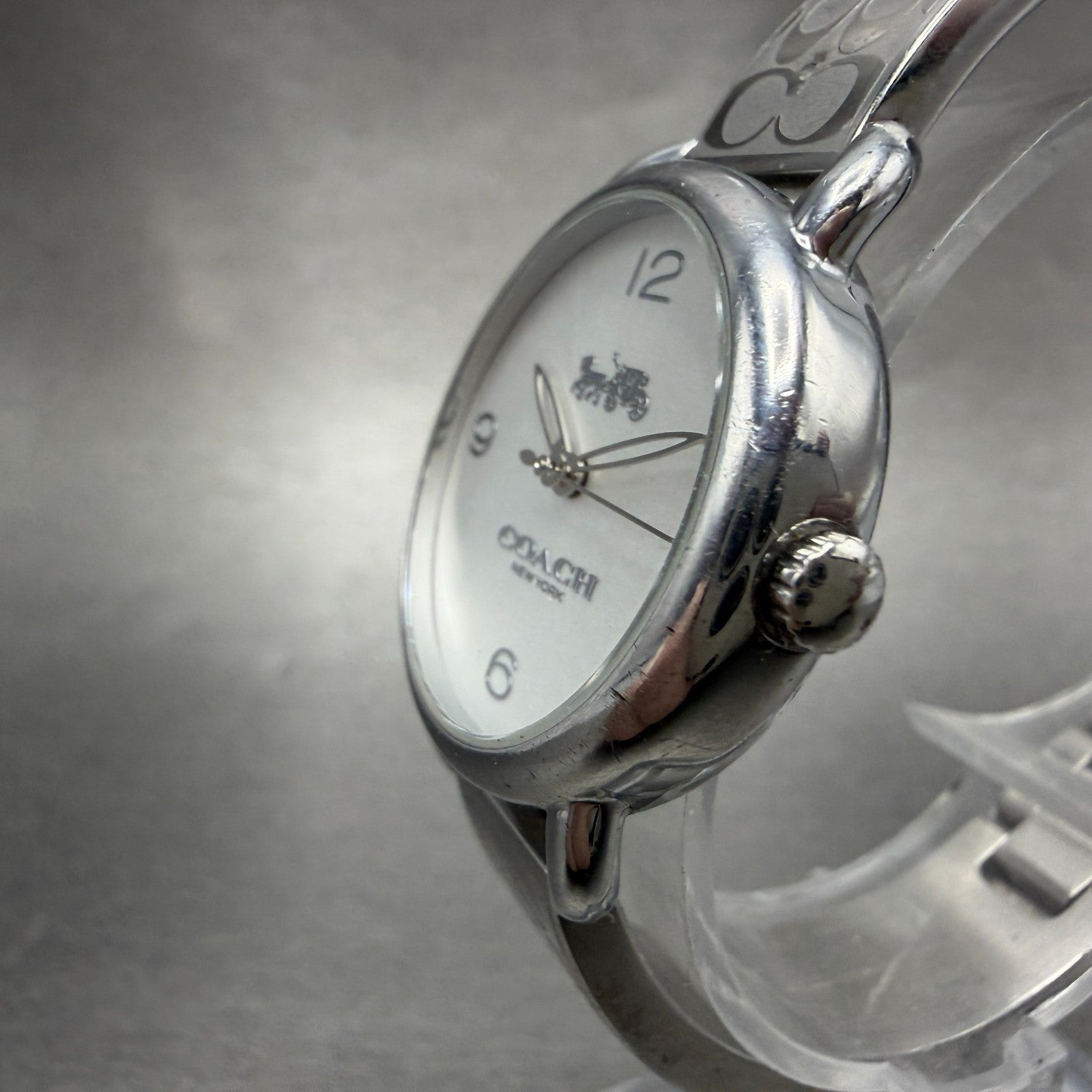 Coach Delancey Watch Women 28mm Silver Dial Steel Round  New Battery2