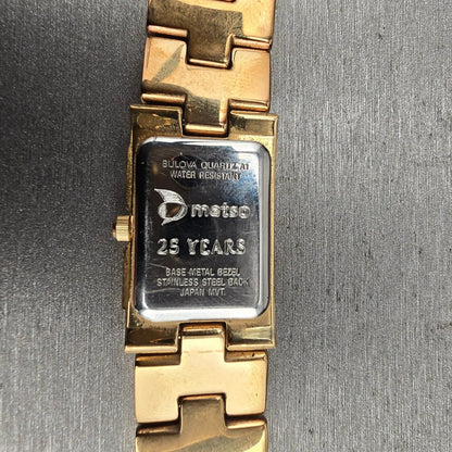 Bulova Tank Watch Women 18mm Black Dial Gold Tone Rectangle 97S73 New Battery10