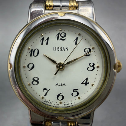 Seiko Alba Urban Watch Women 24mm Cream Dial Two Tone V701-1400 New Battery1