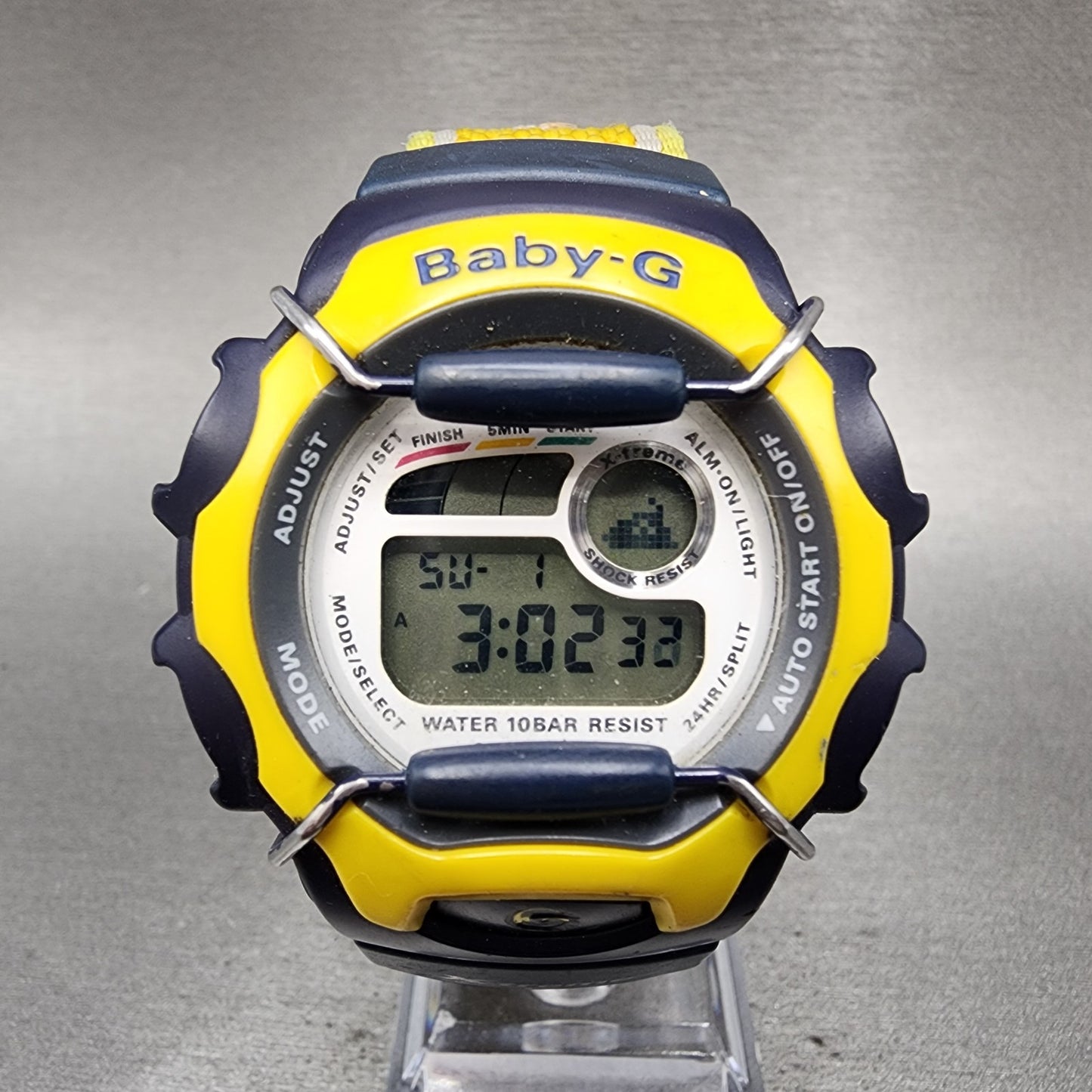 Casio baby G Watch Women 41mm Digital White Dial Blue Case Round BGX141 New Batt0