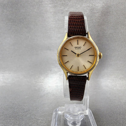 Seiko Watch Women 23mm Champagne Dial Gold Tone Round 47000059 New Battery5