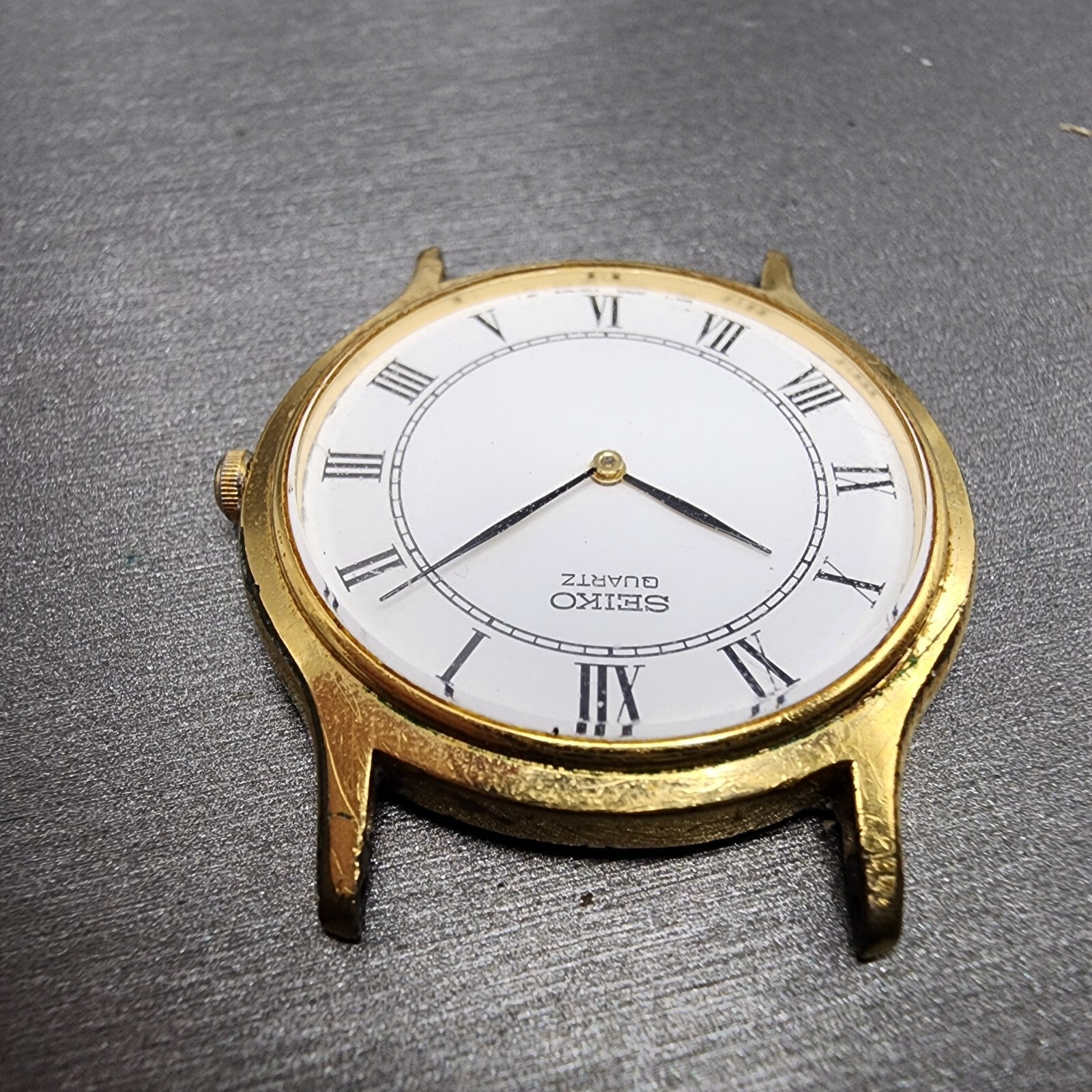 Seiko Watch Men 34mm White Dial Gold Tone Round V7008A10 New Battery3