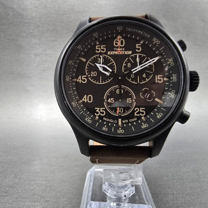 Timex Expedition Field Chronograph Watch Men 43mm Black Dial Black Tone New BatH5