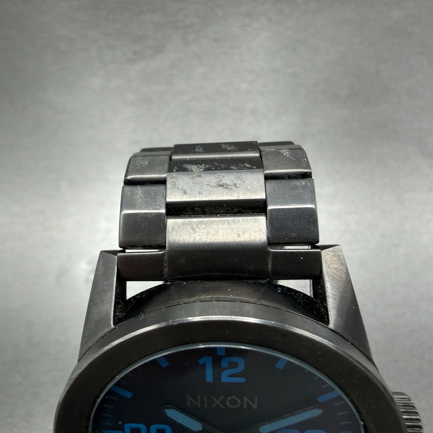 Nixon The Private Watch Men 42mm Black Dial Black Tone Round Bracelet new Batt4