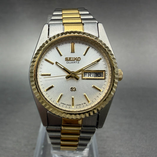 Seiko SQ Watch Women 25mm Silver Dial Two Tone Daydate Round 2A230039 NewBat 990
