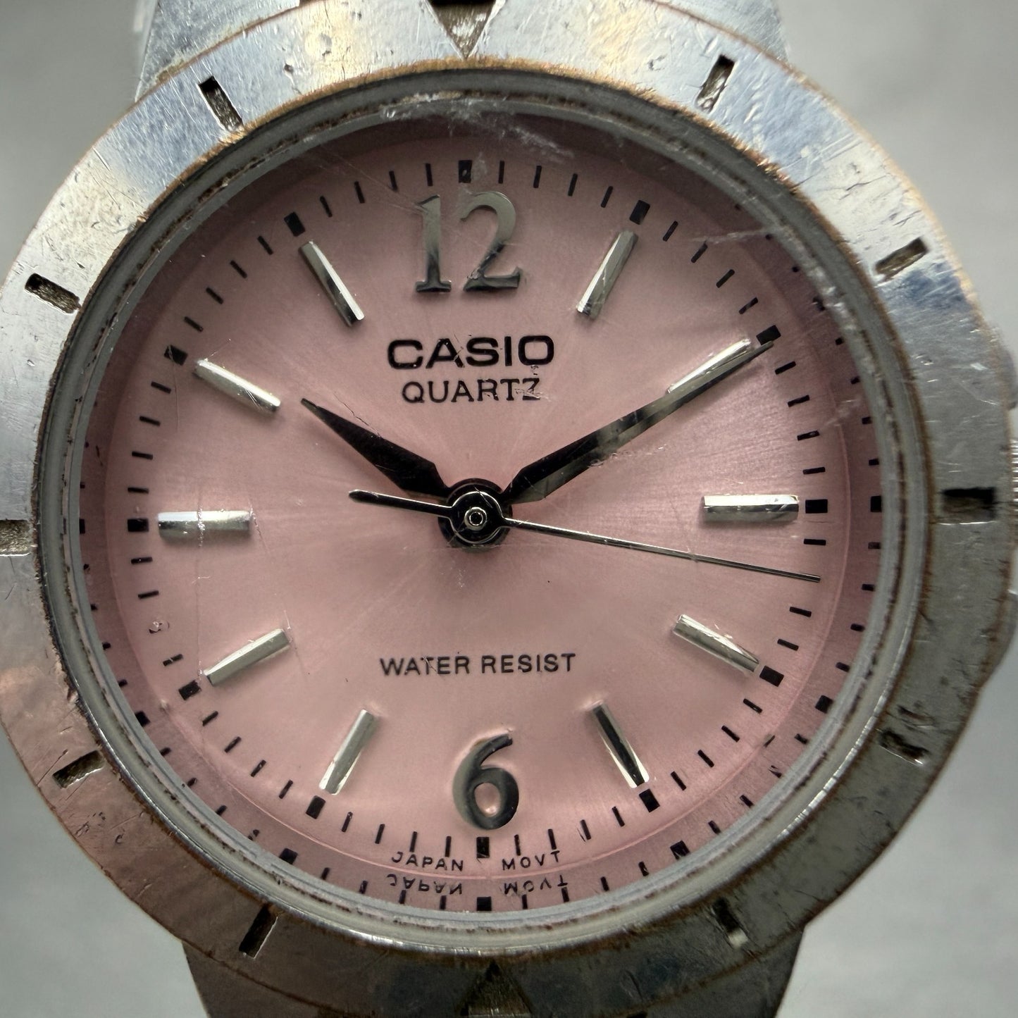 Casio Watch Women 24mm Pink Dial Silver Tone Round LTP-1177 New Battery HT91