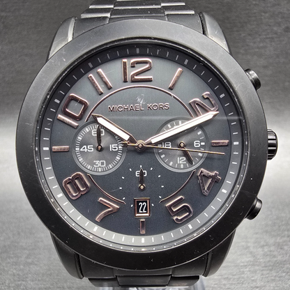 Michael Kors Mercer Watch Men 45mm Gray Dial Gray Chrono Date MK8330 New Battery3