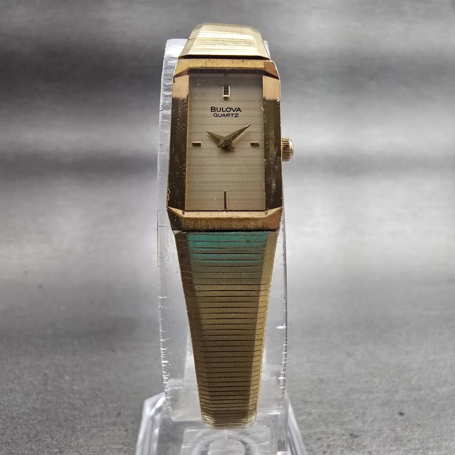 Bulova Tank Watch Women 13mm Champagne Dial Gold Tone Rectangle 92T74 NewBattery5