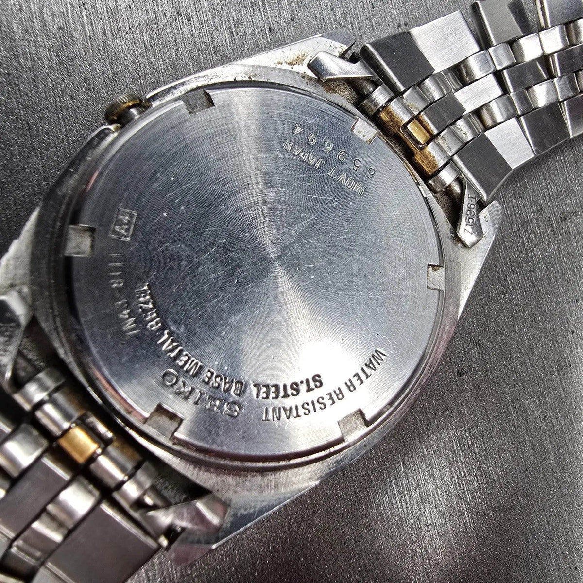 Seiko President Watch Men 35mm Blue Dial Two Tone Daydate Round 7N43-8111 NewBat10