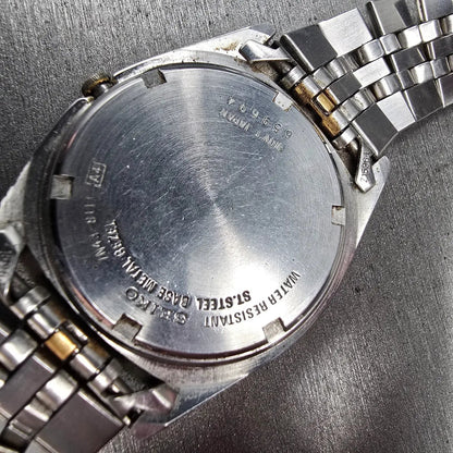 Seiko President Watch Men 35mm Blue Dial Two Tone Daydate Round 7N43-8111 NewBat10