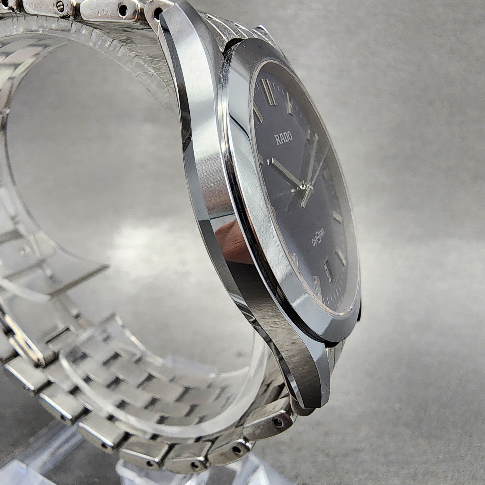 Rado Diastar Watch Men 37mm Blue Dial Silver Tone Date Round New Battery3