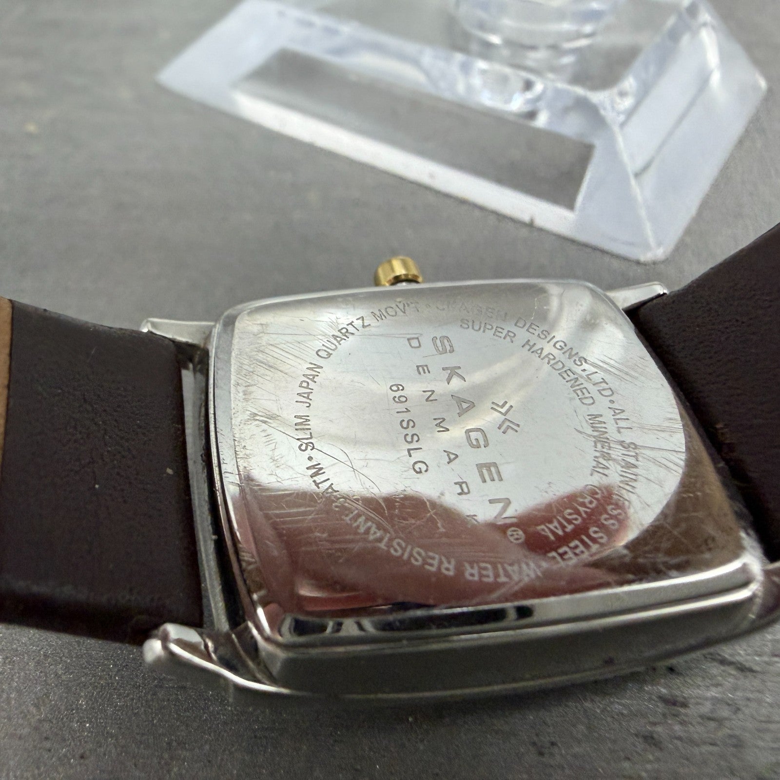 Skagen Tank Watch Women 24mm Silver Dial Steel Rectangle 691SSLG New Battery11