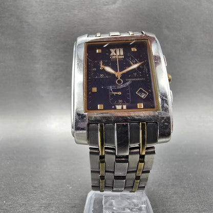 Citizen Palidoro Chronograph Watch Men 31mm Blue Dial Two Tone Date H501 Works5