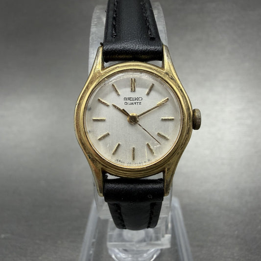 Seiko Watch Women 20mm Silver Dial Gold Tone Round 1421-0119 New Battery0