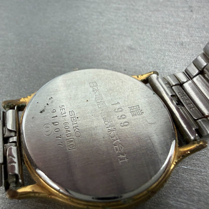 Seiko Spirit Watch Men 31mm Champagne Dial Two Tone Round 5e31-6040 PARTS VTG11
