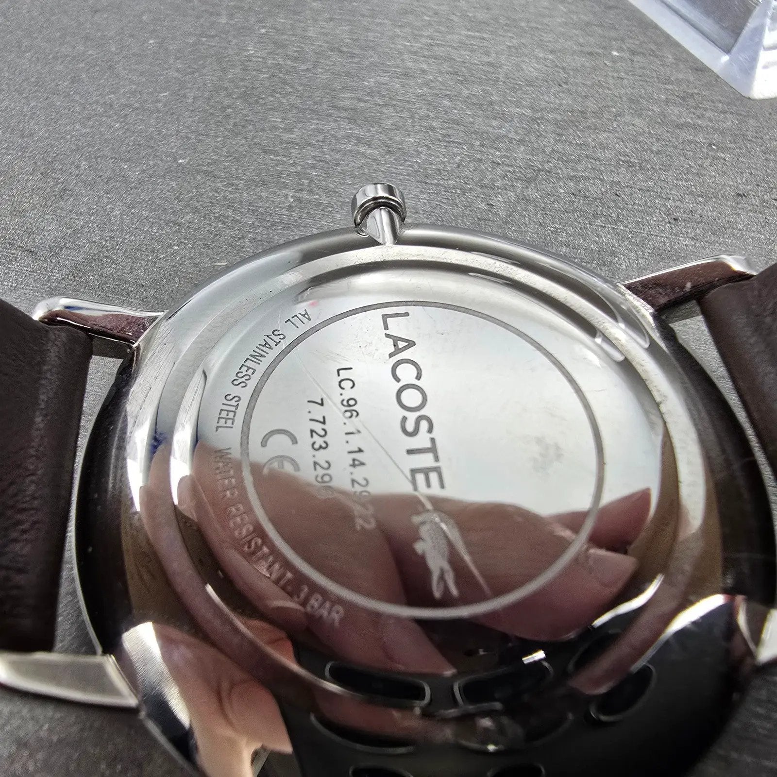 Lacoste Watch Men 41mm Blue Dial Silver Tone Round Leather Band New Battery9