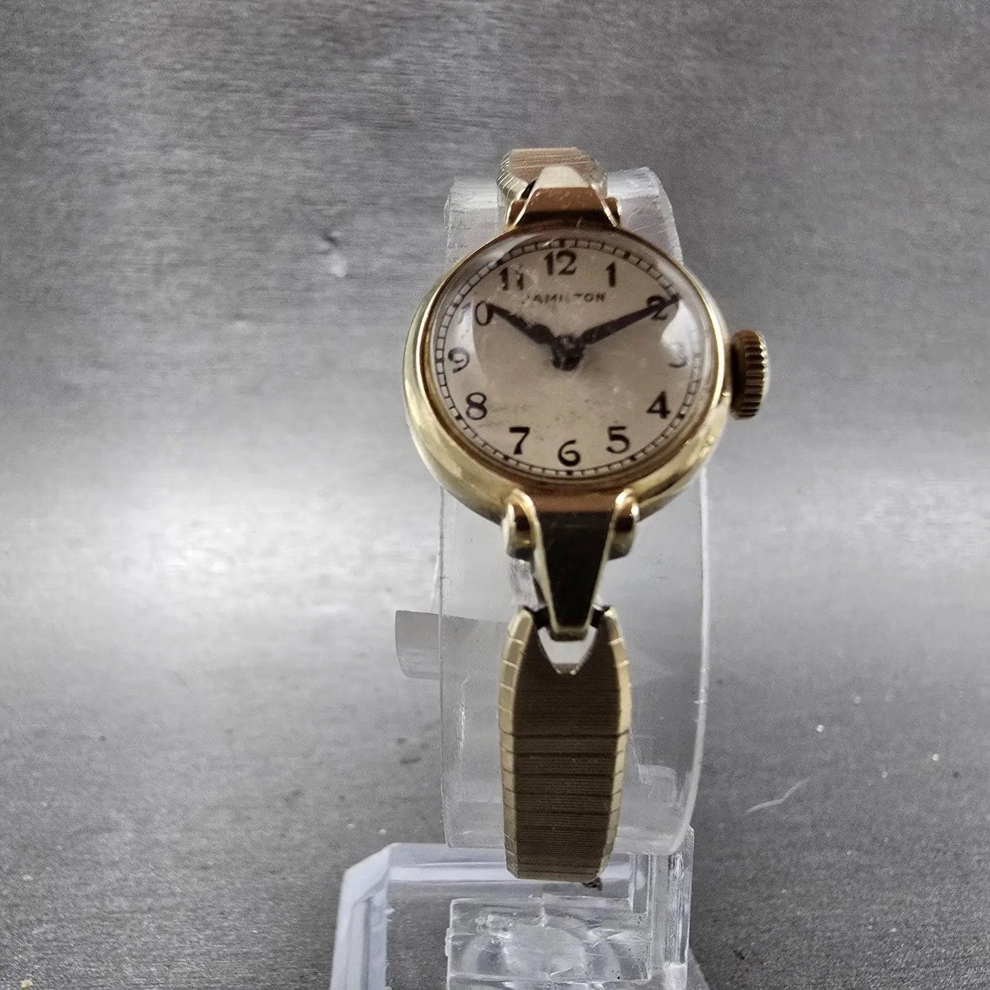 Hamilton Watch Women 18mm Cream Dial 10K Gold Filled Round Manual Wind Runs VTG6