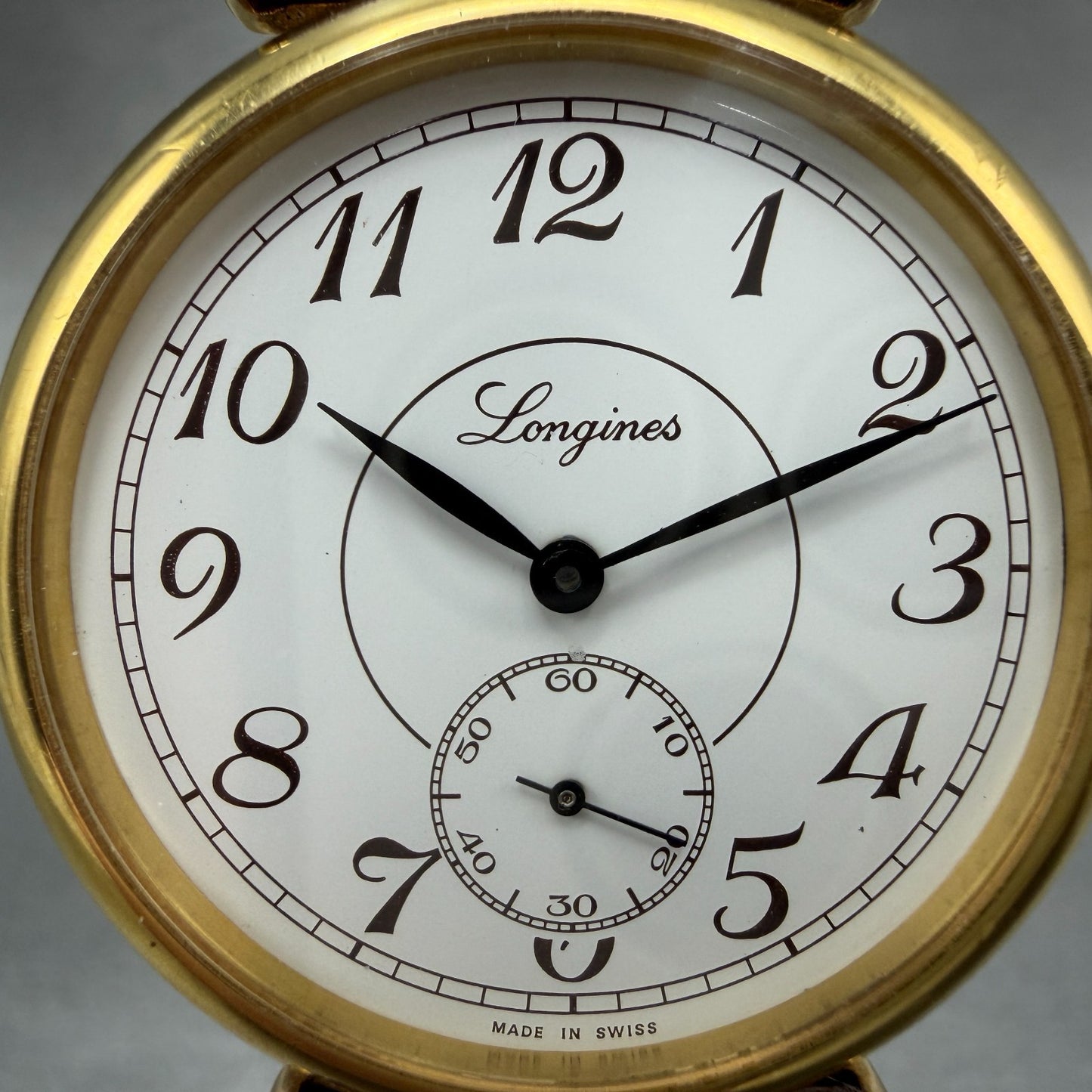 Longines Watch Men 32mm White Dial Gold Tone Small Seconds Manual Wind 3207 8461
