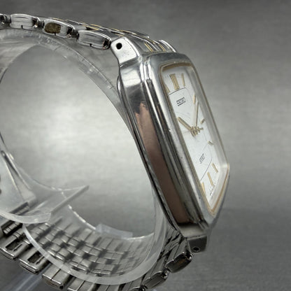 Seiko Spirit Tank Watch Men 28mm White Dial two Tone 7n01-5210 New Battery AL3