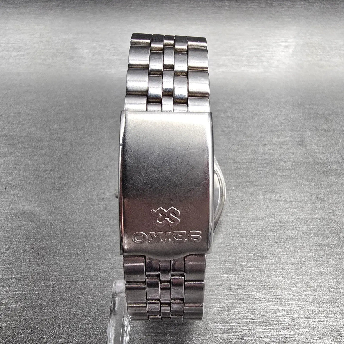 Seiko SQ Watch Men 35mm Black Dial Silver Tone Daydate Round 5Y23-8040 New Batt7