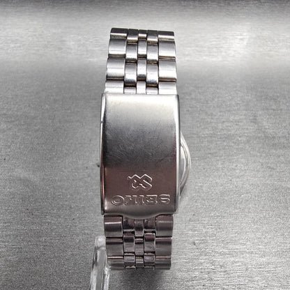 Seiko SQ Watch Men 35mm Black Dial Silver Tone Daydate Round 5Y23-8040 New Batt7