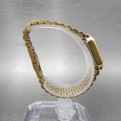 Seiko Tank Watch Women 18mm White Dial Gold Tone Rectangle V4015129 New Battery8