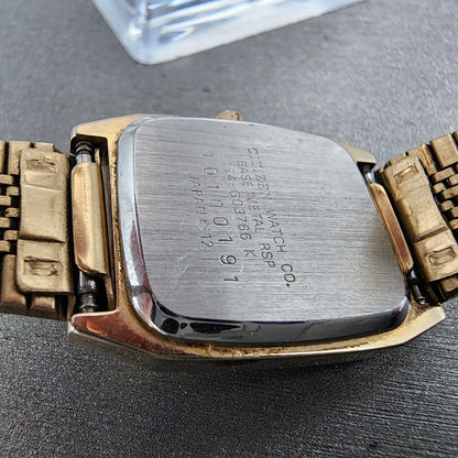 Citizen CQ Tank Watch Women 21mm White Dial Gold Tone Rectangle New Battery