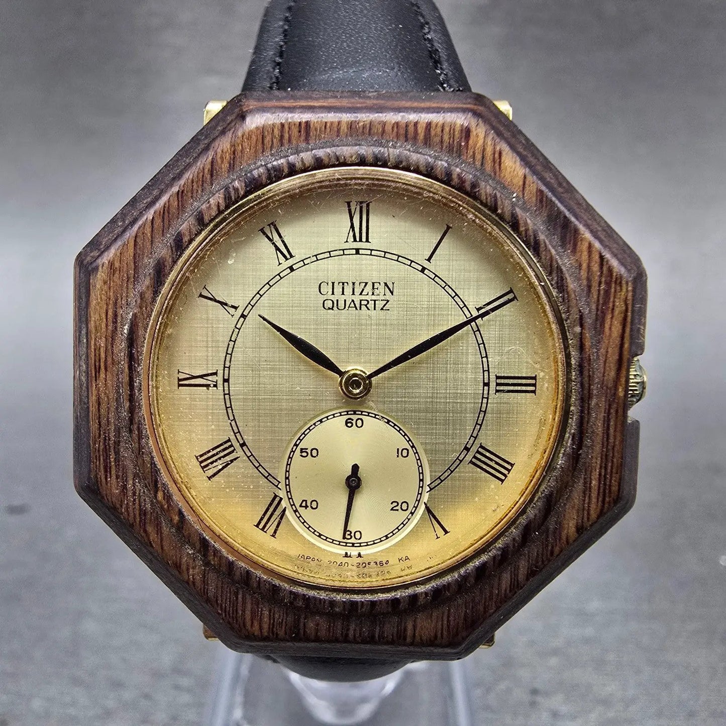 Citizen Watch Men 35mm Champagne Dial Brown Tone Octagon 2040-203704 New Battery0