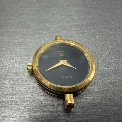 Gucci 2000L Watch Women 21mm Black Dial Gold Plated Round Vintage PARTS5