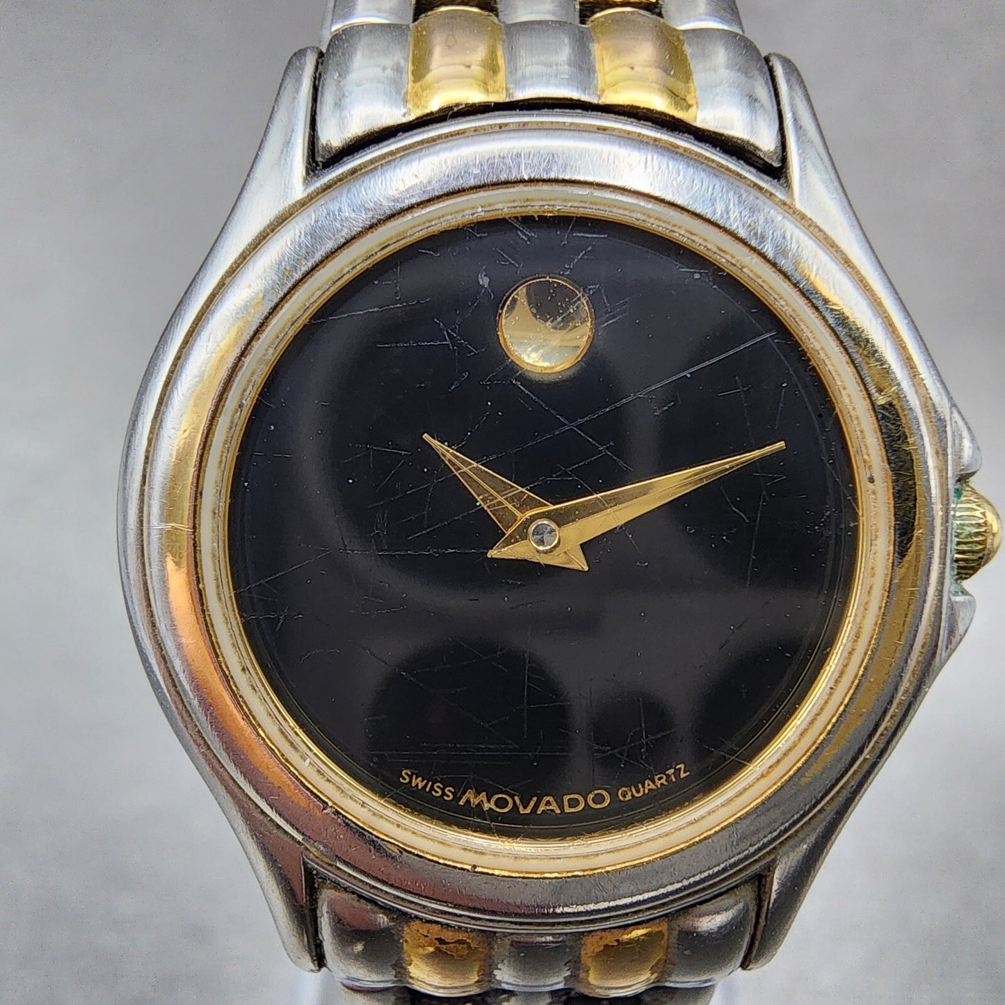 Movado Museum Watch Women 26mm Black Dial Two Tone Round 81 E4 1855 New Battery1