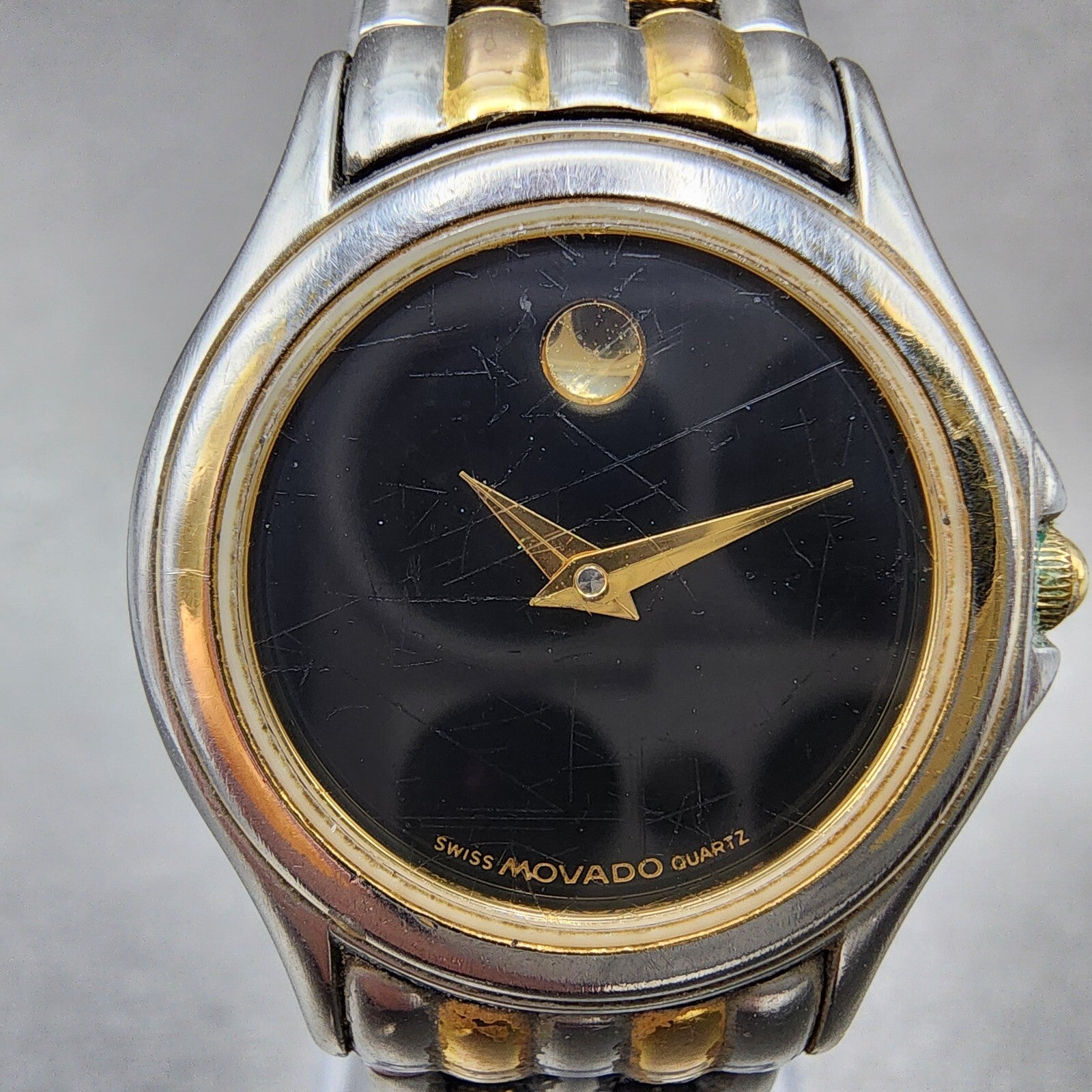 Movado Museum Watch Women 26mm Black Dial Two Tone Round 81 E4 1855 New Battery1