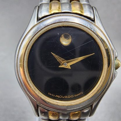 Movado Museum Watch Women 26mm Black Dial Two Tone Round 81 E4 1855 New Battery1