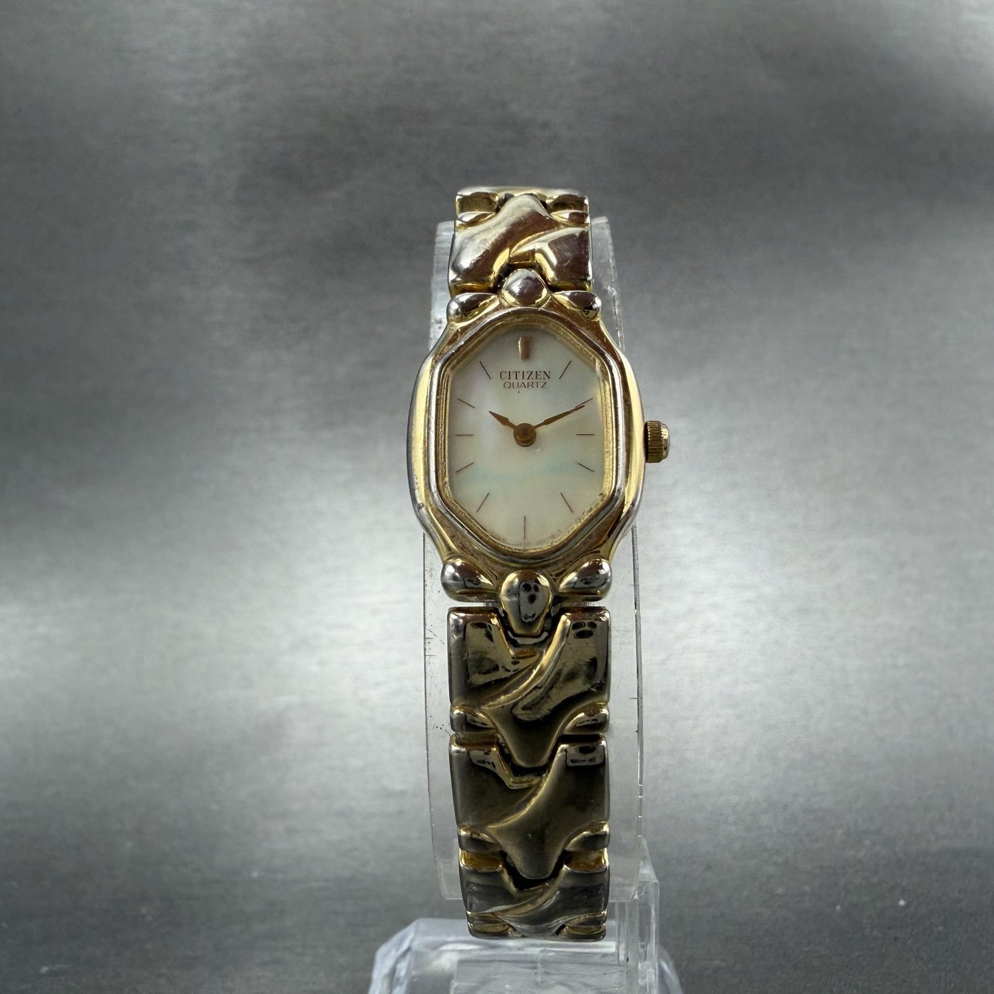 Citizen Watch Women 17mm MOP Dial Gold Tone Hexagon 3220-326130 New Battery5