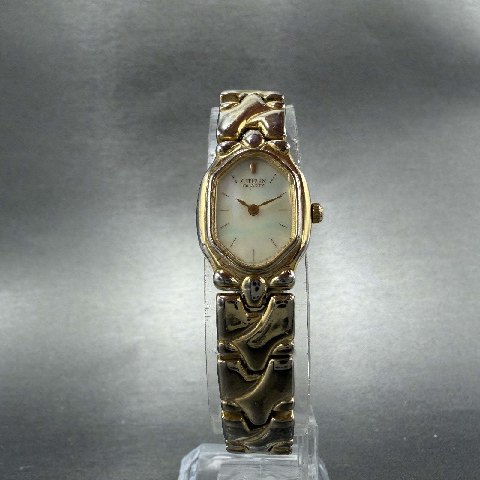 Citizen Watch Women 17mm MOP Dial Gold Tone Hexagon 3220-326130 New Battery5