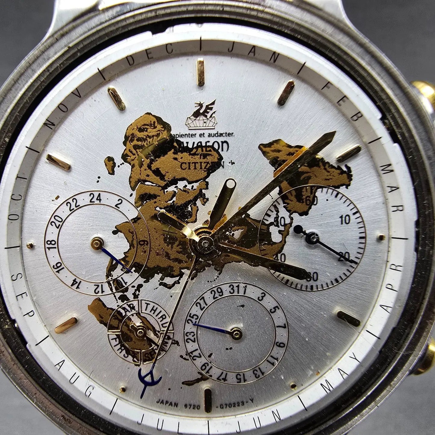 Citizen Avalon Perpetual Calendar Watch Men 38mm Silver Dial Two Tone PARTS 67212