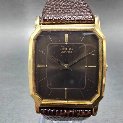 Seiko Tank Watch Men 26mm Brown Dial Gold Hexagon 5P30-5079 PARTS Vintage0