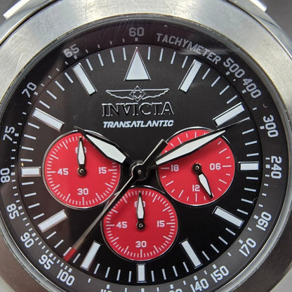 Invicta Reserve Transatlantic Chronograph Watch Men 54mm Red Dial Steel New Batt1