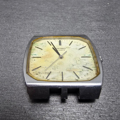 Seiko Watch Men 32mm White Dial Silver Tone Rectangle 7810-5019 Vintage PARTS3