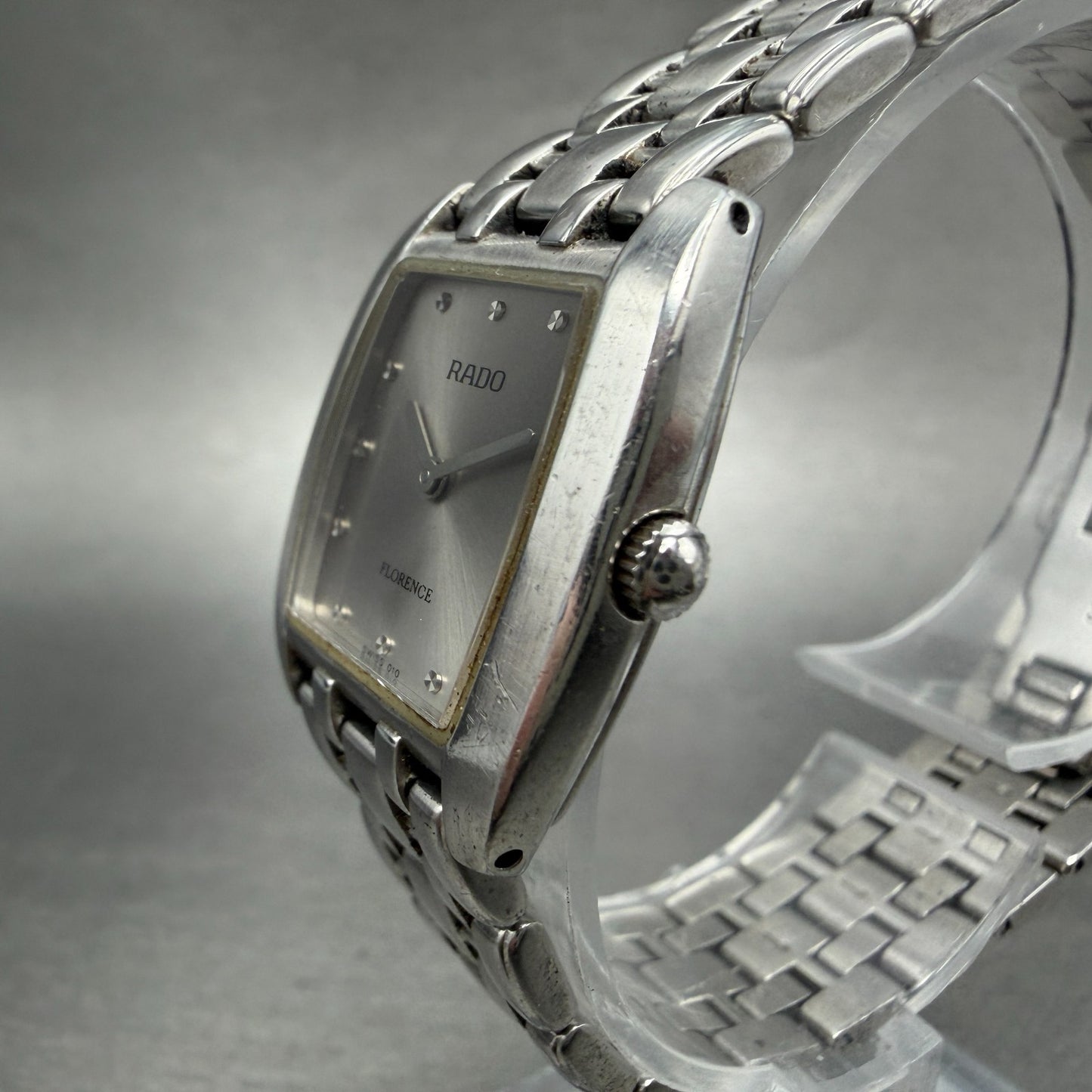 Rado Florence Watch 22mm Women Silver Dial Steel Rectangle 153.3727.4 New Batt2
