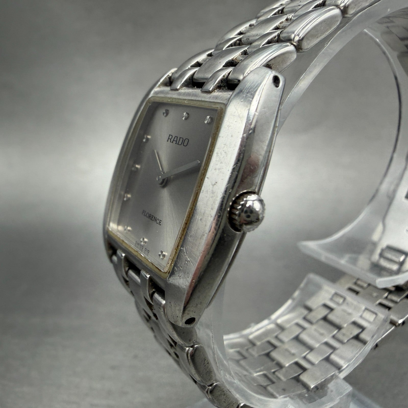 Rado Florence Watch 22mm Women Silver Dial Steel Rectangle 153.3727.4 New Batt2