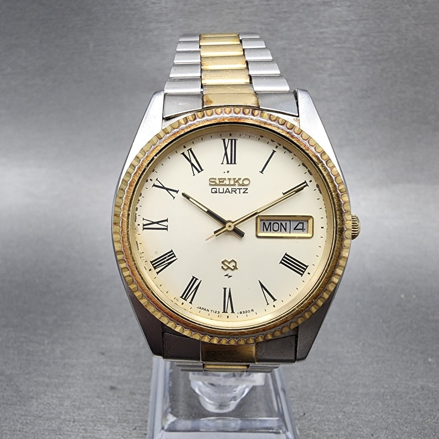 Seiko President Watch Men 37mm Cream Dial Two Tone Daydate Round New Battery0