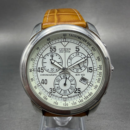 Citizen Eco-Drive Chrono Watch Men 40mm White Dial Steel Date H500-S015600 Runs0